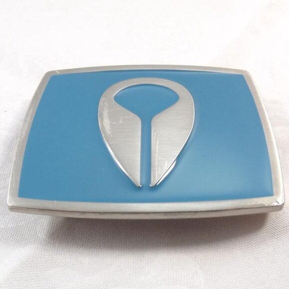 Distressed Nixon Turquoise Blue and Silver Designer Belt Buckle - Picture 8 of 10